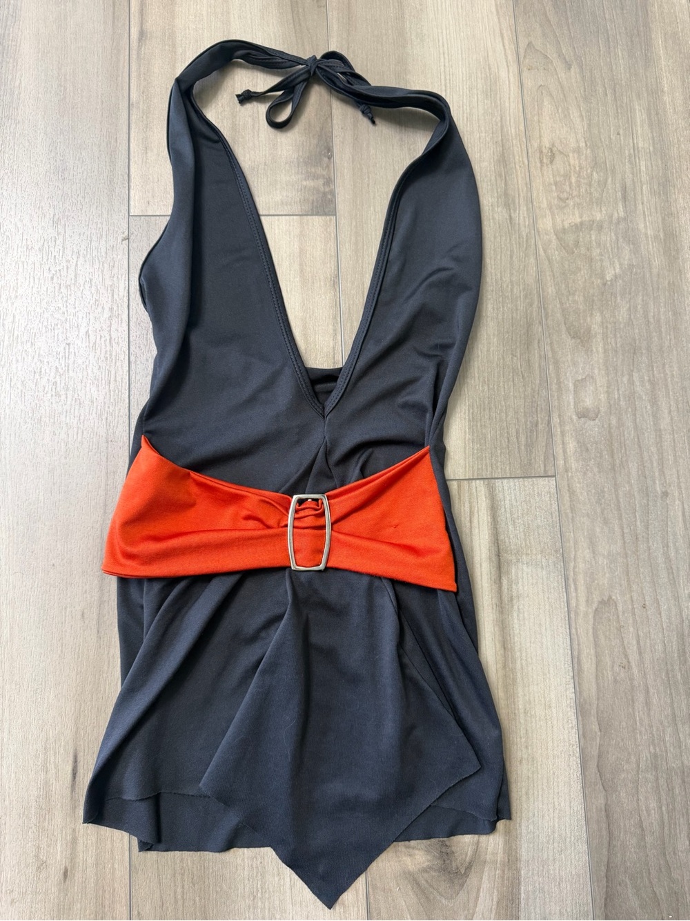 Espiral Lingerie Black Halter Tank Top Orange Belt Small